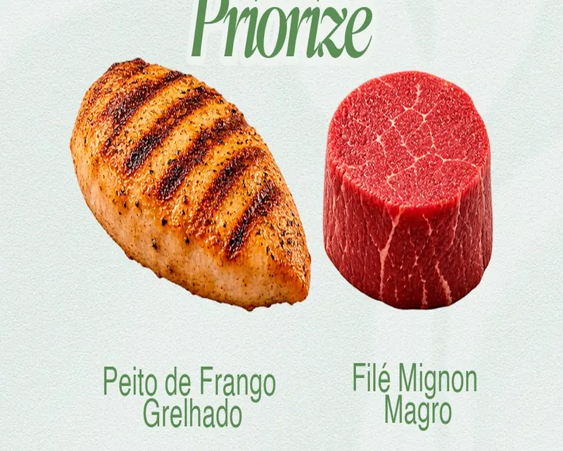 Material da Luciana: priorize peito de frango grelhado e filé mignon